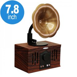 Retro Classic Wooden Phonograph Recorder Player Design Portable Bluetooth Speaker B8 (Brown)