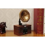Wholesale Retro Classic Wooden Phonograph Recorder Player Design Portable Bluetooth Speaker B8 (Brown)