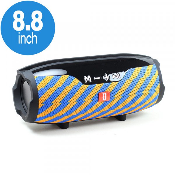 Wholesale Drum Style Loud Portable Bluetooth Speaker with Phone Holder and Long Strap E14+ (Blue Yellow)