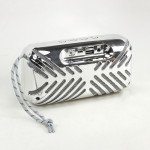 Wholesale Glossy Mesh Design Portable Bluetooth Speaker KMS101 (Silver)