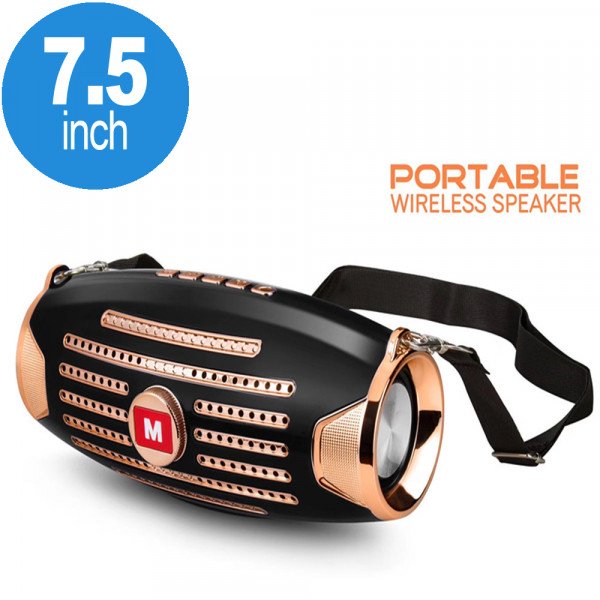 Wholesale Glossy Design Power Sound Bluetooth Speaker with Carry Strap M219 (Black)