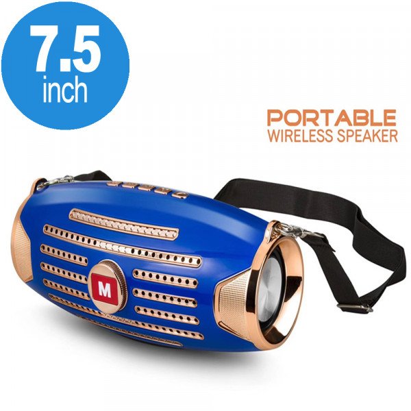 Wholesale Glossy Design Power Sound Bluetooth Speaker with Carry Strap M219 (Blue)