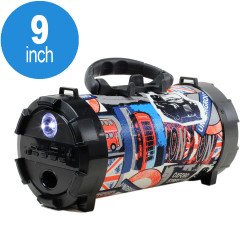 Flash Light Button Cool Design Portable Bluetooth Speaker with Handle and Holder PT2 (London Blue)