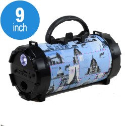 Flash Light Button Cool Design Portable Bluetooth Speaker with Handle and Holder PT2 (London White)