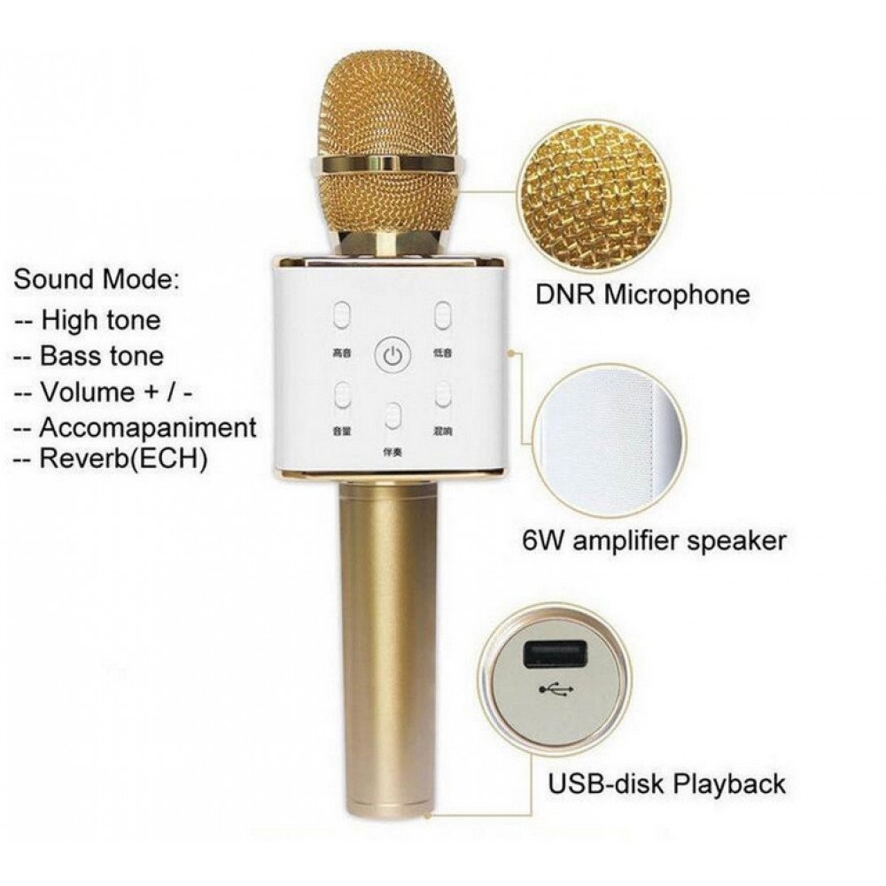 Wholesale Karaoke Microphone Portable Handheld Bluetooth Speaker KTV  (Silver)