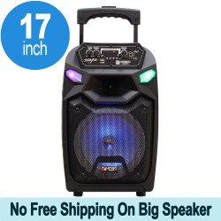 LED Trolley Portable Bluetooth Large Speaker with Microphone and Remote QS811 (Black)