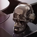 Wholesale Golden Tooth Glossy Skull Skeleton Portable Bluetooth Speaker with Stand Feature (Black)