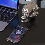 Wholesale Golden Tooth Glossy Skull Skeleton Portable Bluetooth Speaker with Stand Feature (Black)