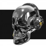 Wholesale Golden Tooth Glossy Skull Skeleton Portable Bluetooth Speaker with Stand Feature (Black)