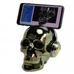 Wholesale Golden Tooth Glossy Skull Skeleton Portable Bluetooth Speaker with Stand Feature (Gold)