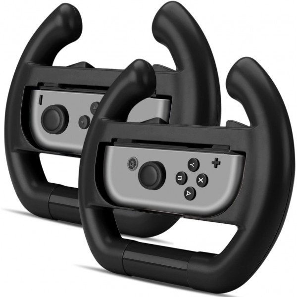 Wholesale 2 Pack Steering Wheel Controller Racing Games Joy Con Controller Grip for Nintendo Switch Joy-Con Mario Kart (Black)