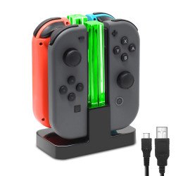 Joy-Con Charging Dock with Lamppost LED Indication, Charger Stand Station Compatible with Nintendo Switch Joy-Cons with Charging Cable [Up to 4 Joy-cons] (Clear)