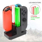 Wholesale Joy-Con Charging Dock with Lamppost LED Indication, Charger Stand Station Compatible with Nintendo Switch Joy-Cons with Charging Cable [Up to 4 Joy-cons] (Clear)