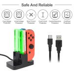 Wholesale Joy-Con Charging Dock with Lamppost LED Indication, Charger Stand Station Compatible with Nintendo Switch Joy-Cons with Charging Cable [Up to 4 Joy-cons] (Clear)