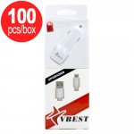 Wholesale 100pc Lot of V8V9 Micro Heavy Duty 2 in 1 Dual Car Charger V1 (Car White) - Box Deal