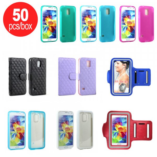 Wholesale 50pc Lot of Samsung Galaxy S5 Assorted Mix Style and Color Cases - Lots Deal