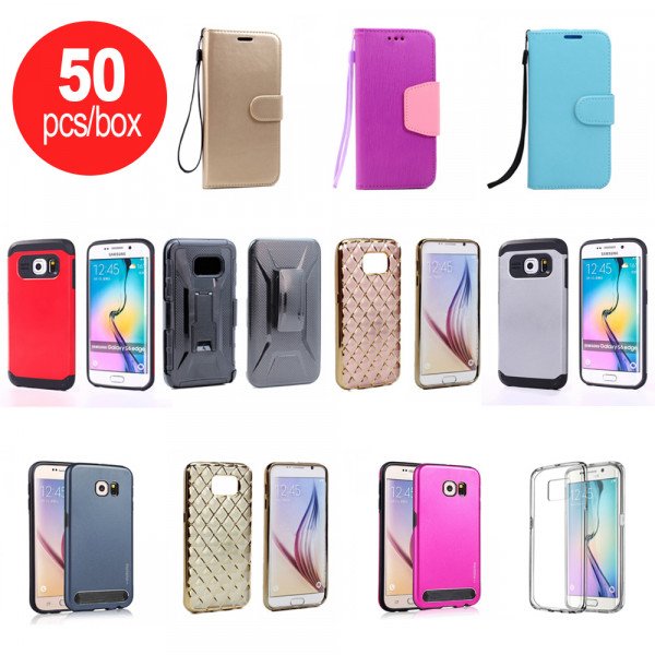 Wholesale 50pc Lot of Samsung Galaxy S6 Edge Assorted Mix Style and Color Cases - Lots Deal