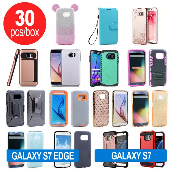 Wholesale 30pc Lot of Samsung Galaxy S7 and S7 Edge Assorted Mix Style and Color Cases - Lots Deal