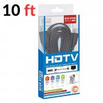 Wholesale Heavy Duty Tangled-Free Premium High Speed HD 1080p HDMI Flat Cable 10 Feet Long for Universal Cell Phone, Device and More (Black)