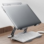 Wholesale Heavy-Duty Aluminum Laptop Tablet Stand - Adjustable, Foldable, Enhanced Cooling Design 168 for Universal Cell Phone And Bluetooth Device (Silver)