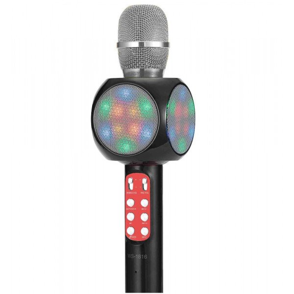 Wholesale Hi-Fi Handheld Karaoke LED Light Wireless Bluetooth Speaker Microphone for iPhone, Cell Phone, Universal Devices 1816 (Black)