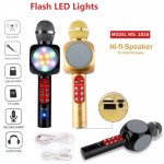 Wholesale Hi-Fi Handheld Karaoke LED Light Wireless Bluetooth Speaker Microphone for iPhone, Cell Phone, Universal Devices 1816 (Black)