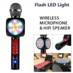 Wholesale Hi-Fi Handheld Karaoke LED Light Wireless Bluetooth Speaker Microphone for iPhone, Cell Phone, Universal Devices 1816 (Gold)