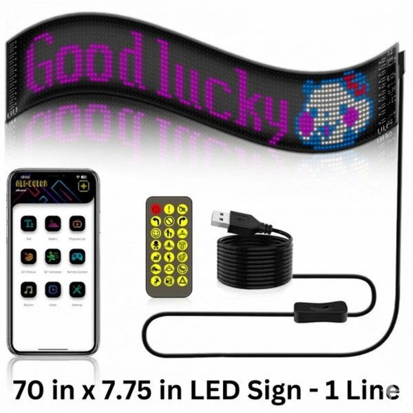 Wholesale 70-Inch Programmable LED Sign with Bluetooth App – High-Resolution Indoor Display for Retail & Events (Black)