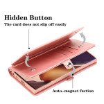 Wholesale Premium PU Leather Folio Wallet Front Cover Case with Card Holder Slots and Wrist Strap for Samsung Galaxy S23 Ultra 5G (Navy Blue)