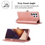 Wholesale Premium PU Leather Folio Wallet Front Cover Case with Card Holder Slots and Wrist Strap for Samsung Galaxy S23 Ultra 5G (Rose Gold)