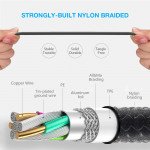 Wholesale 3-in-1 Nylon Strong Charge and Sync USB Cable 2.4A with Type-C, Micro V8V9, iPhone IP Lighting Port 6FT for Universal Cell Phone, Device and More (Silver)