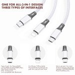 Wholesale 3-in-1 Nylon Strong Charge and Sync USB Cable 2.4A with Type-C, Micro V8V9, iPhone IP Lighting Port 6FT for Universal Cell Phone, Device and More (Red)