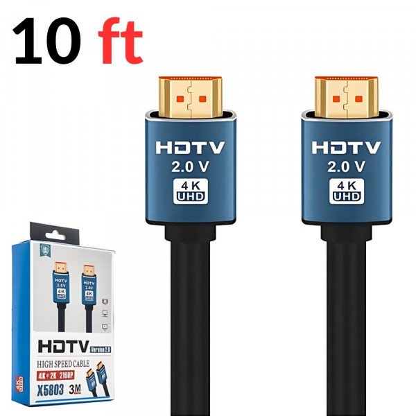 Wholesale Premium High-Speed 4K, 2160p Resolution Strong and Durable HDMI Cable 10 Feet Long for Universal Cell Phone, Device and More (Black)