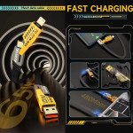 Wholesale 4FT Fast Charge 4-in-1 Multiple Charging Head Switch USB/Type-C to Type-C/Lightning Braided Cable for Universal Cell Phone, Device and More (Black)