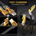 Wholesale 4FT Fast Charge 4-in-1 Multiple Charging Head Switch USB/Type-C to Type-C/Lightning Braided Cable for Universal Cell Phone, Device and More (Black)