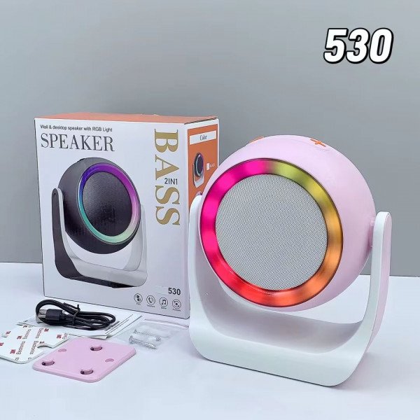 Wholesale Mountable Bluetooth Speaker with Adjustable Angle, Rotatable Design & Colorful LED Light (Pink)