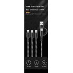 Wholesale 5-in-1 Multi Charging 4FT Cable USB C/A to Type-C / Micro USB / iPhone Lighting Nylon Braided for Universal USB Type-C and Apple Devices (Black)