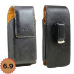 Wholesale Deluxe Vertical PU Leather Smartphone Belt Pouch with Secure Magnetic Flip Closure XL69 for Fits iPhone 15 Pro Max and more (Black)
