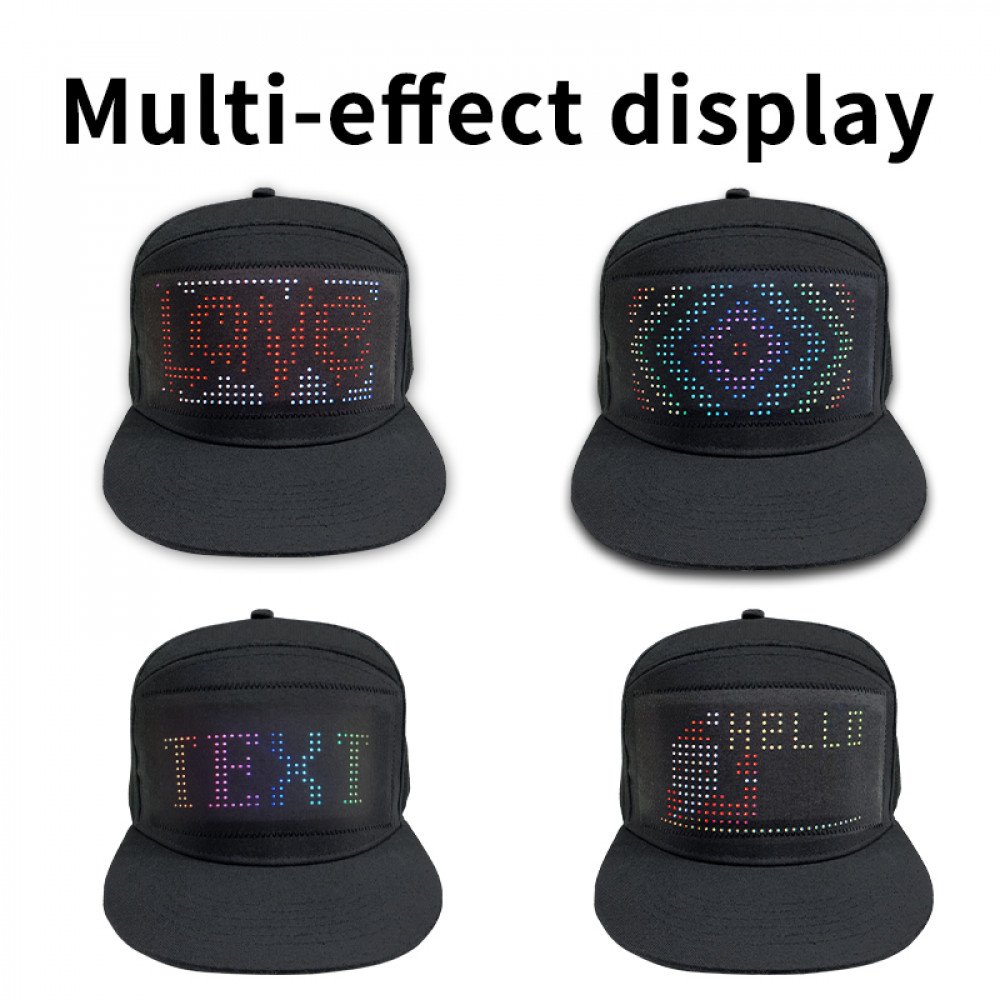Wholesale LED Rechargeable Light Up Smart Cap with Full Color Display ...