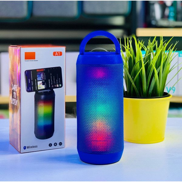 Wholesale LED Color Light Wireless Bluetooth Portable Speaker with Colorful Display A1 for Universal Cell Phone And Bluetooth Device (Blue)