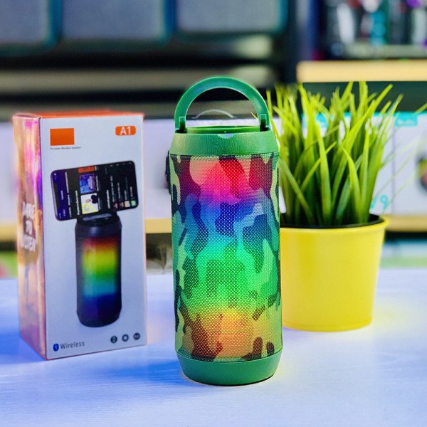 Wholesale LED Color Light Wireless Bluetooth Portable Speaker with Colorful Display A1 for Universal Cell Phone And Bluetooth Device (camo)
