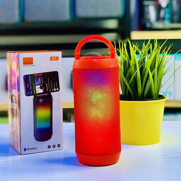 Wholesale LED Color Light Wireless Bluetooth Portable Speaker with Colorful Display A1 for Universal Cell Phone And Bluetooth Device (Red)