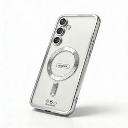 Electroplated Chrome Finish Transparent Shockproof MagSafe Ring Phone Case for Samsung Galaxy A17 5G (Silver)