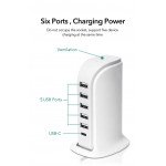 Wholesale 6 Multi Ports Charger Station with Type C Output and Up to 40W Fast Charging for Universal Cell Phone And Devices (White)