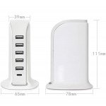 Wholesale 6 Multi Ports Charger Station with Type C Output and Up to 40W Fast Charging for Universal Cell Phone And Devices (White)