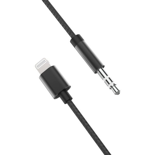 Wholesale Lightning to 3.5mm Headphone Jack Aux Cord Braided Nylon Auxiliary Cable High-Fidelity Audio Transmission for iPhone 14 13 12 11 XS XR X 8 7 6 (Black)