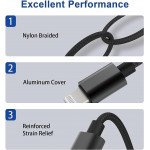 Wholesale Lightning to 3.5mm Headphone Jack Aux Cord Braided Nylon Auxiliary Cable High-Fidelity Audio Transmission for iPhone 14 13 12 11 XS XR X 8 7 6 (Black)