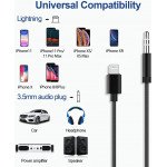 Wholesale Lightning to 3.5mm Headphone Jack Aux Cord Braided Nylon Auxiliary Cable High-Fidelity Audio Transmission for iPhone 14 13 12 11 XS XR X 8 7 6 (Black)