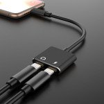 Wholesale IP Lightning iOS Dual Headphones Audio Charging Port Splitter Adapter for iPhone, iDevice (Black)