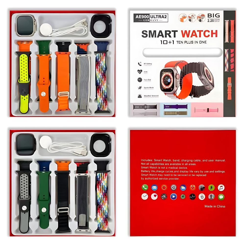 Wholesale Ultimate Fitness Bluetooth Smartwatch with 10 Changeable Bands and Silicone Case AE900 for iOS Android